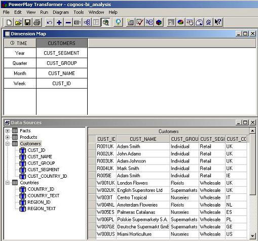 Customers dimension with the source data preview